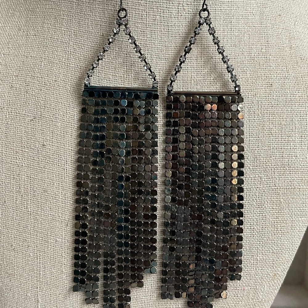 VTG Shimmering Chain Mail Waterfall Earrings